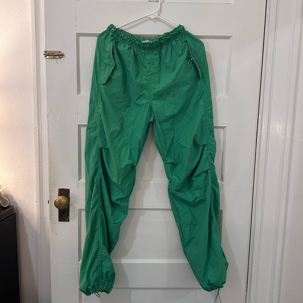 Green parachute pants
